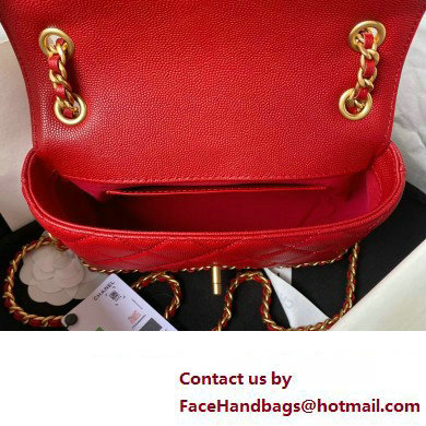 Chanel Grained Calfskin  &  Gold-Tone Metal Chain Flap Bag AS4431 Red 2023